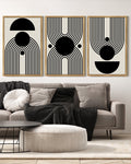 Drsoum Black and White Abstract Wall Art 16x24in3pcs Natural Framed Minimal Decor Duotone Dark Brush Stroke Prints Shapes Illustrations Modern Art Ready To Hang