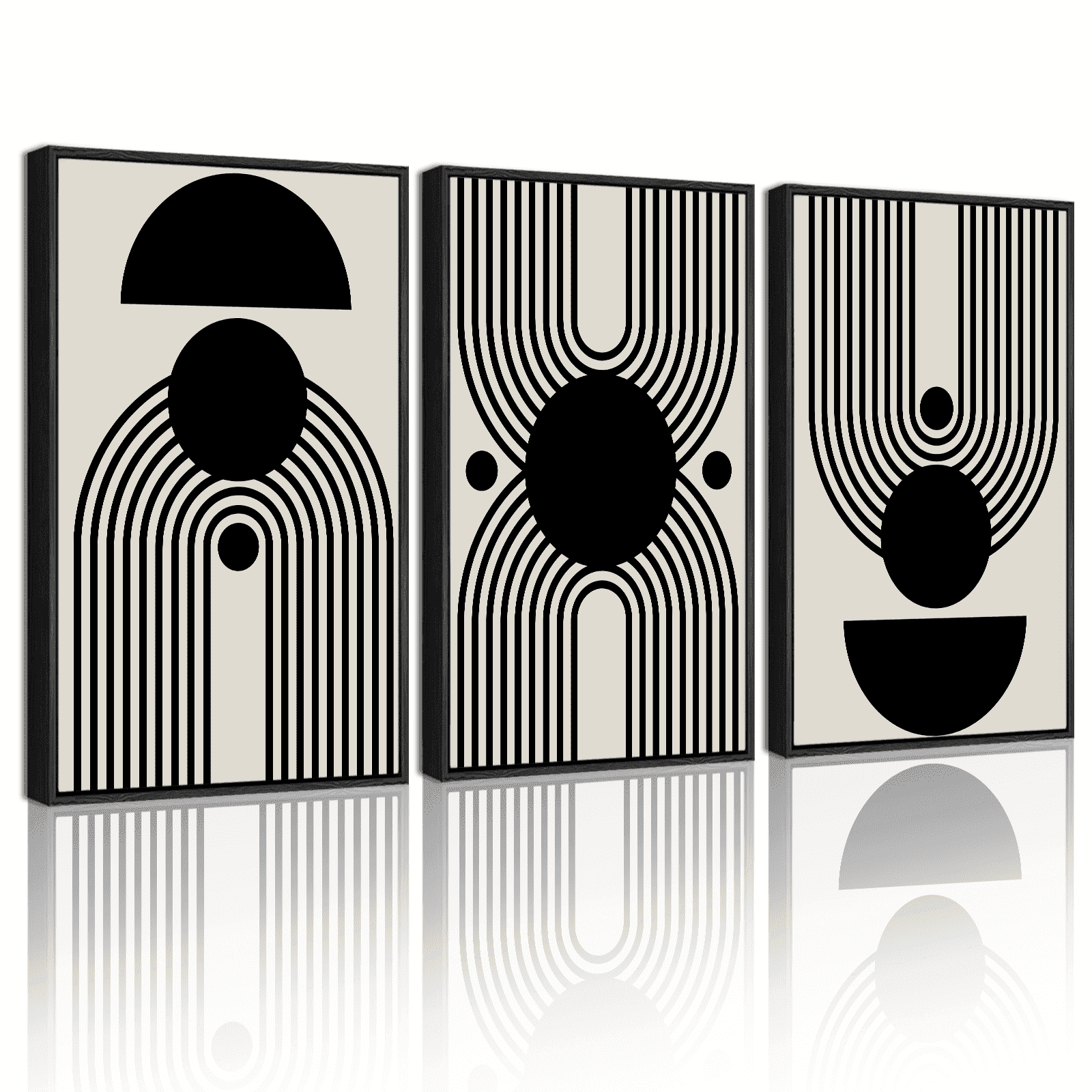 Drsoum Black and White Abstract Wall Art Minimal Decor Duotone Dark Brush Stroke Prints Shapes Illustrations Modern Art Ready To Hang 11x14in3pcs Black Framed