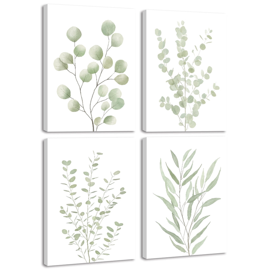 Drsoum Bohemia Wall Art Light Green Botanical Art Boho Leaf Decor for Bedroom Minimalist Prints for Office 8x10in4pcs Natural Framed