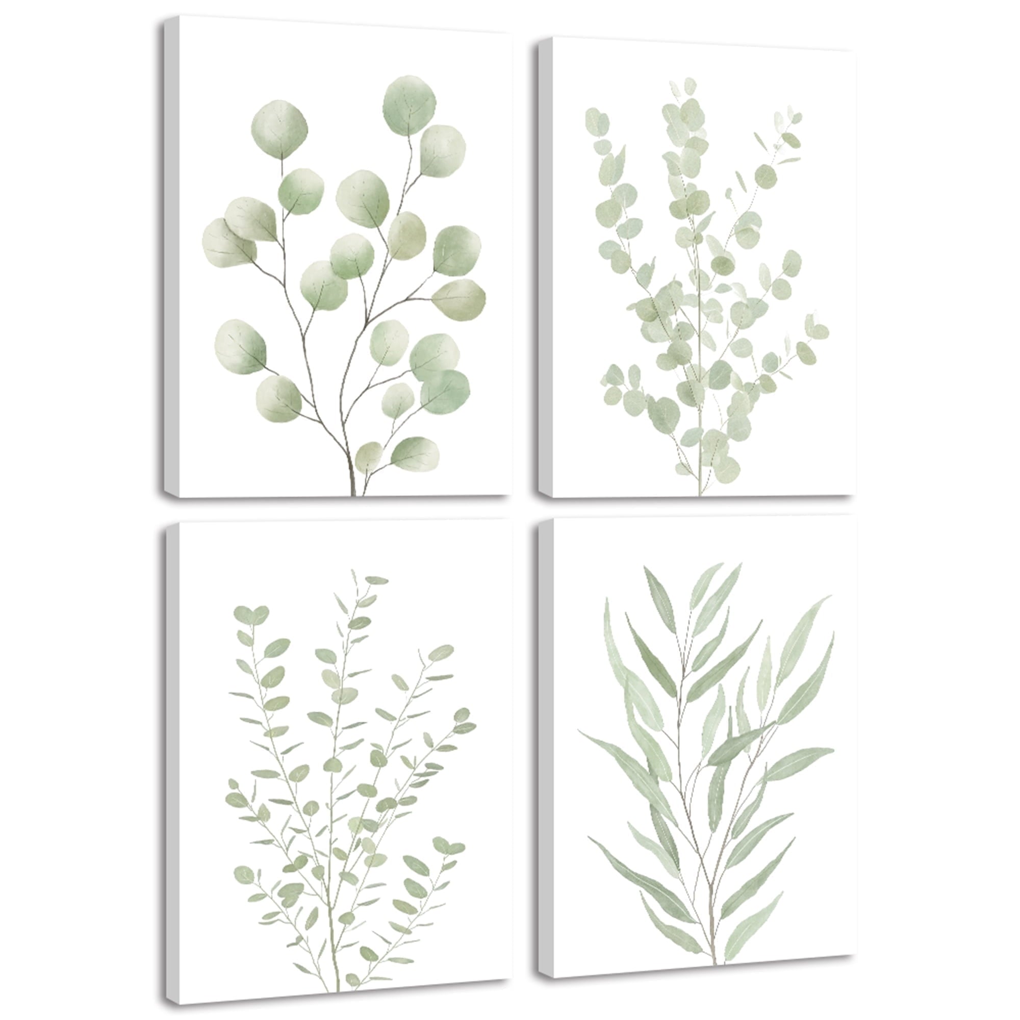 Drsoum Bohemia Wall Art Light Green Botanical Art Boho Leaf Decor for Bedroom Minimalist Prints for Office 8x10in4pcs Natural Framed