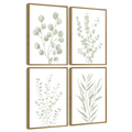 Drsoum Bohemia Wall Art Light Green Botanical Art Boho Leaf Decor for Bedroom Prints for Office 8x10in4pcs Natural Framed
