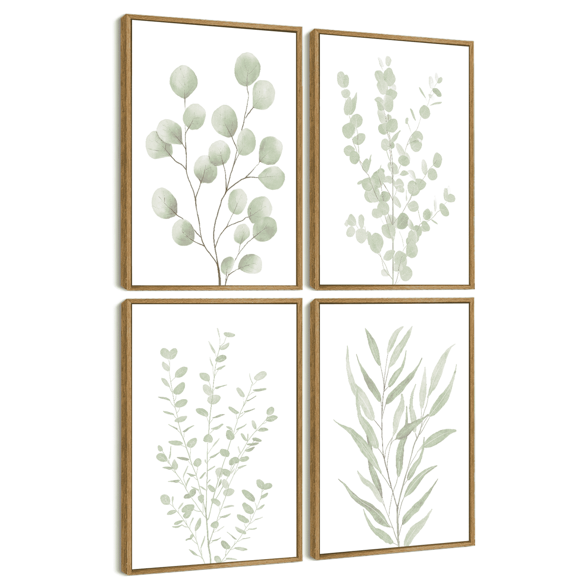 Drsoum Bohemia Wall Art Light Green Botanical Art Boho Leaf Decor for Bedroom Prints for Office 8x10in4pcs Natural Framed