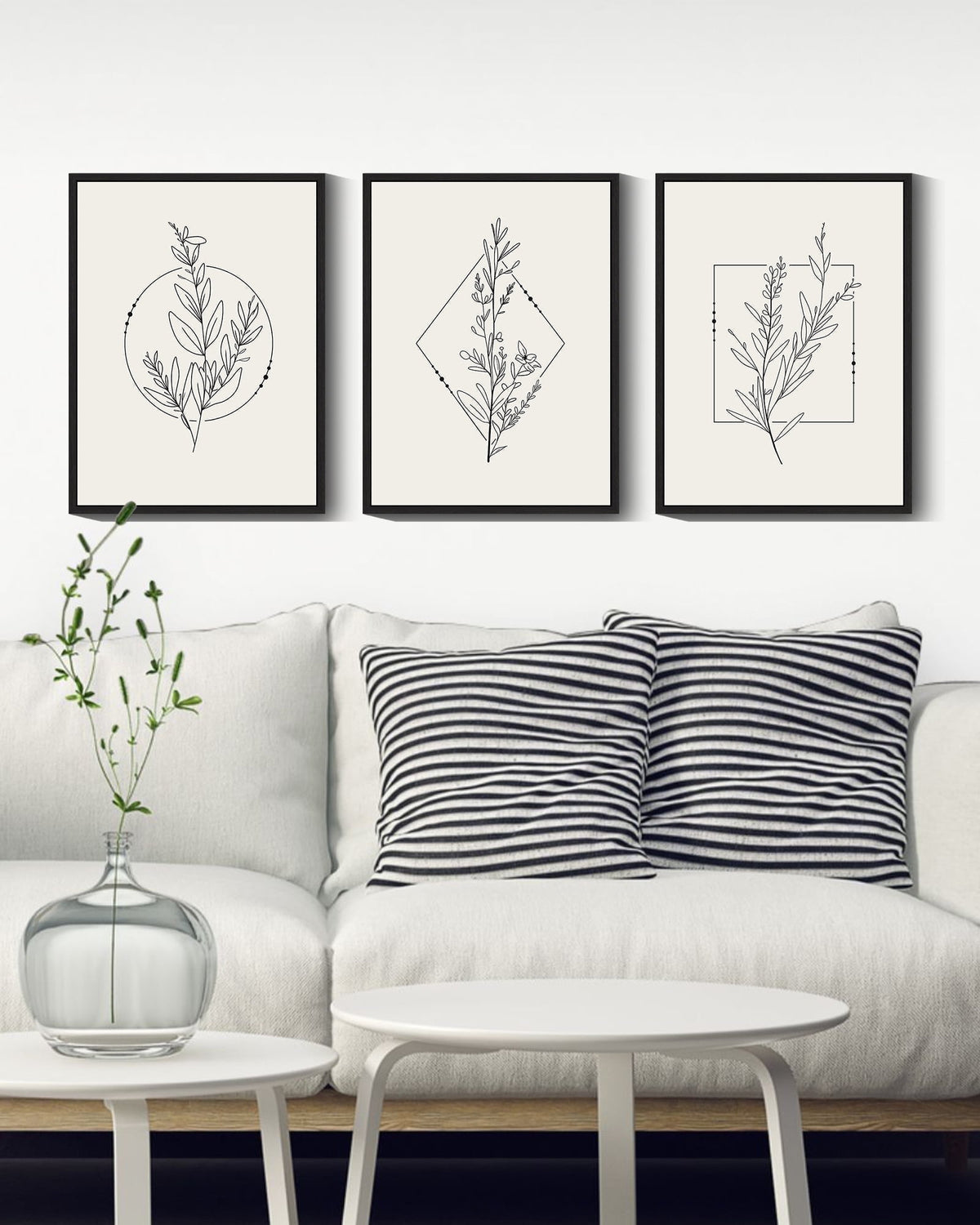 Drsoum Bohemian Plant Wall Decor for Bathroom Office Boho Leaf Artwork Ready to Hang 11x14in3pcs Black Framed