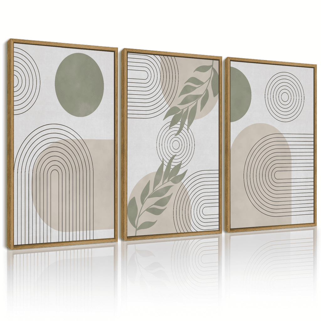 Drsoum Boho Botanical Wall Art Mid Century Modern Abstract Boho Decor Bohemian Line Wall Painting 11x14in3pcs Living Room Natural Framed