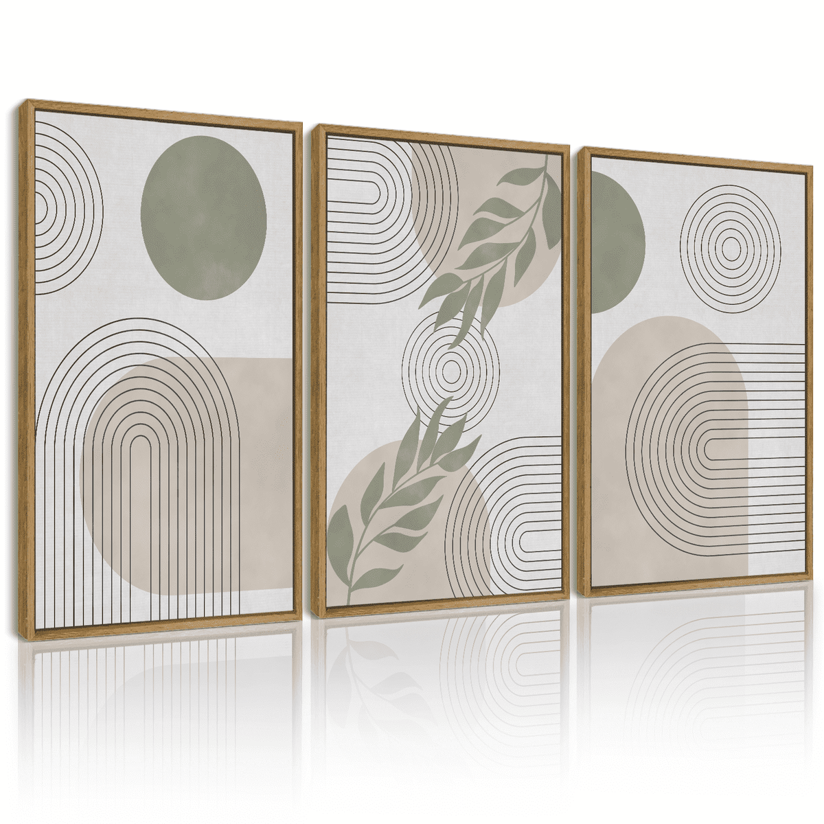 Drsoum Boho Botanical Wall Art Mid Century Modern Abstract Boho Decor Bohemian Line Wall Painting 11x14in3pcs Living Room Natural Framed