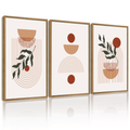 Drsoum Boho Wall Art Decor Mid Century Modern Abstract Prints Posters Bathroom 11x14in3pcs Natural Framed