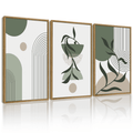 Drsoum Boho Wall Art Green Modern Bohemia Abstract Geometry Prints for Bedroom 11x14in3pcs Natural Framed