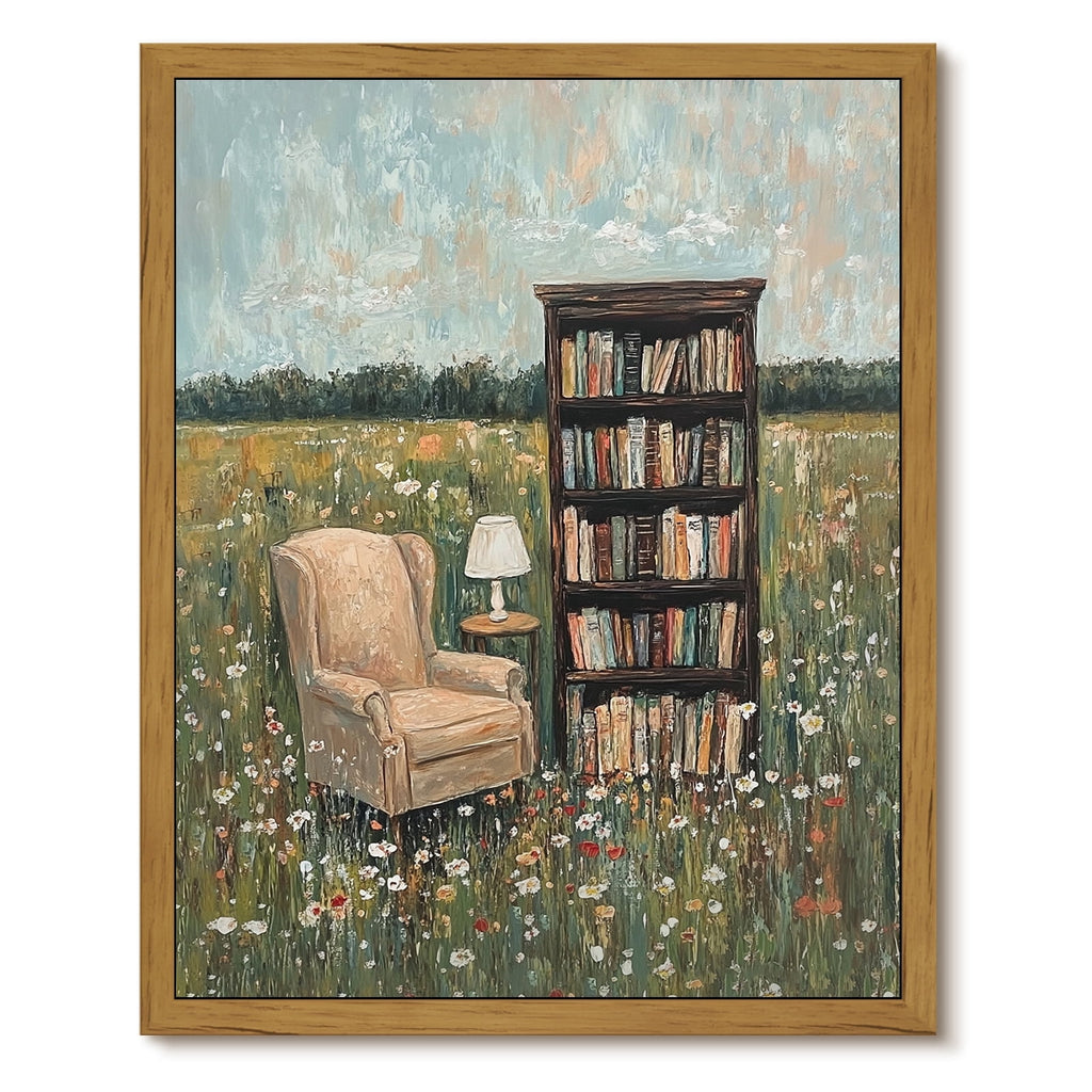 Drsoum Bookish Library Framed Canvas Wall Art 12x16 Inch