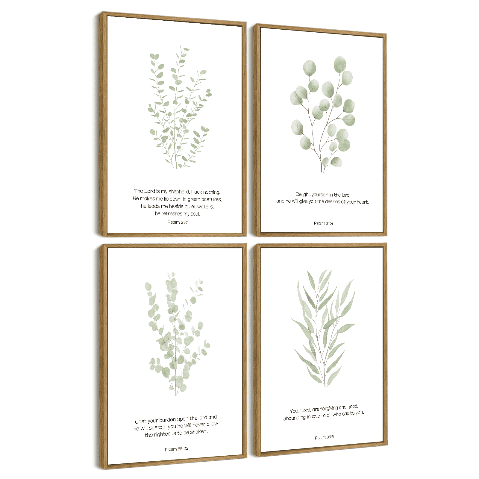 Drsoum Botanical Plant Wall Art Light Green Leaf Decor for Bedroom Living Room Bathroom Home Office 8x10in4pcs Natural Framed