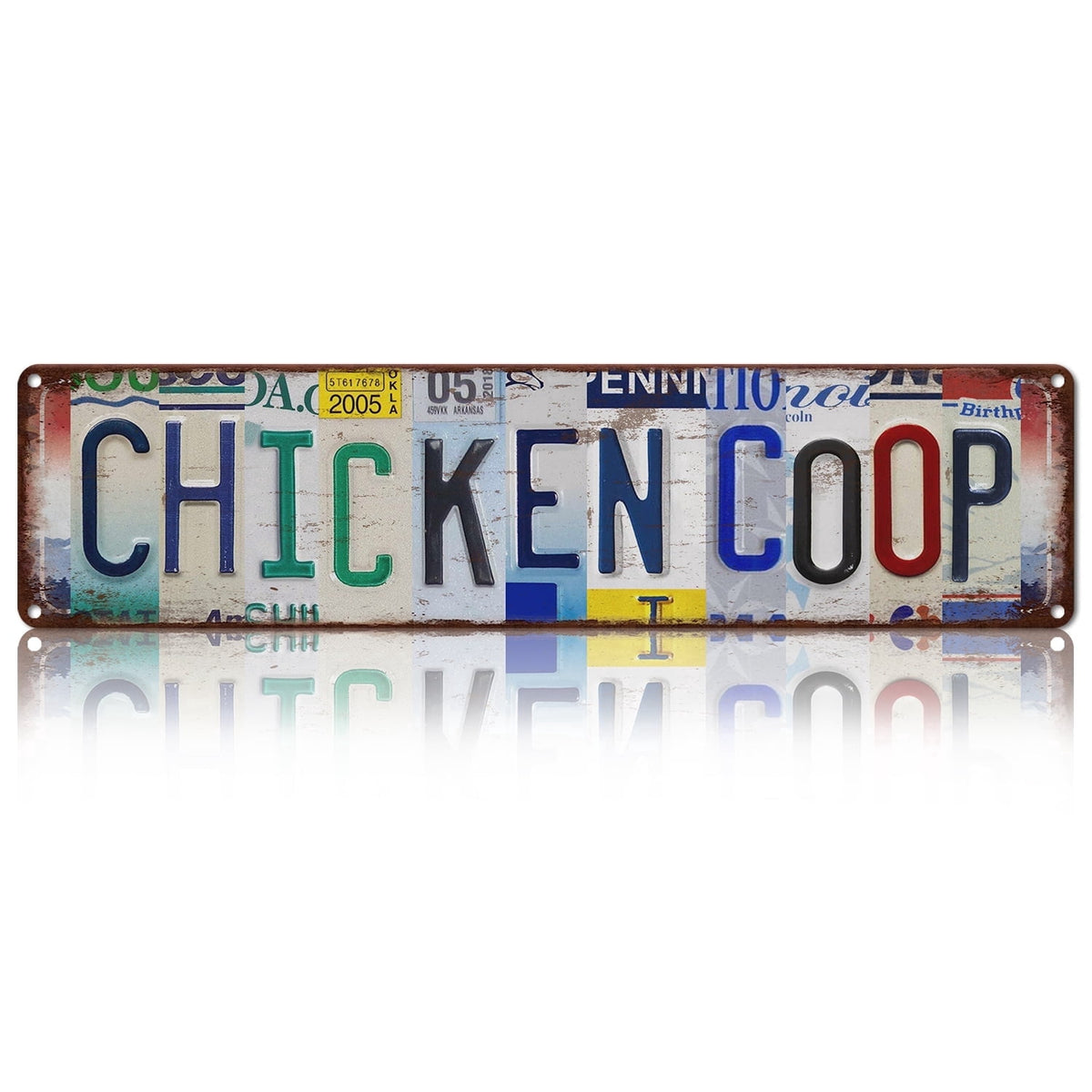 Drsoum Chicken Coop Metal Tin Sign 4x16 Inch Rustic Farmhouse Wall Decor