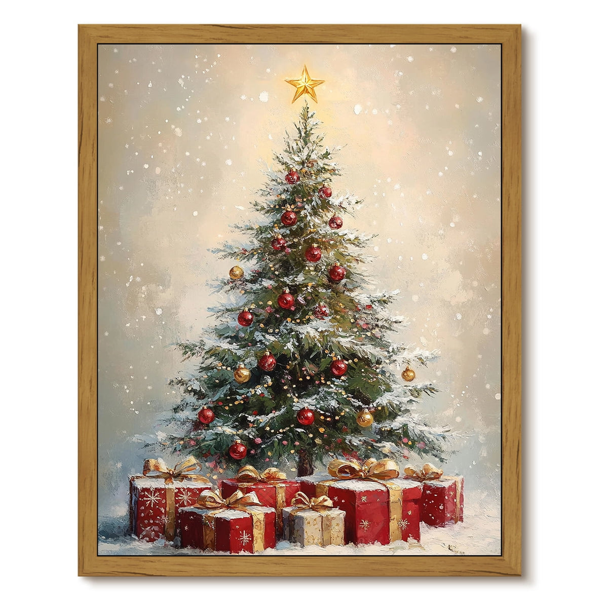 Drsoum Christmas Tree Gifts Star Snow Holiday Wall Art Decor 12x16