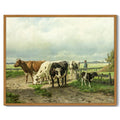 Drsoum Cow Farm Landscape Wall Art Dairy Cattle Classic Wall Prints Modern Farmhouse Kitchen Bathroom Office Decor 8x10in Natural Framed