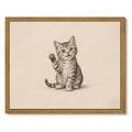 Drsoum Cute Waving Cat Sketch Animal Wall Art Decor 8x10