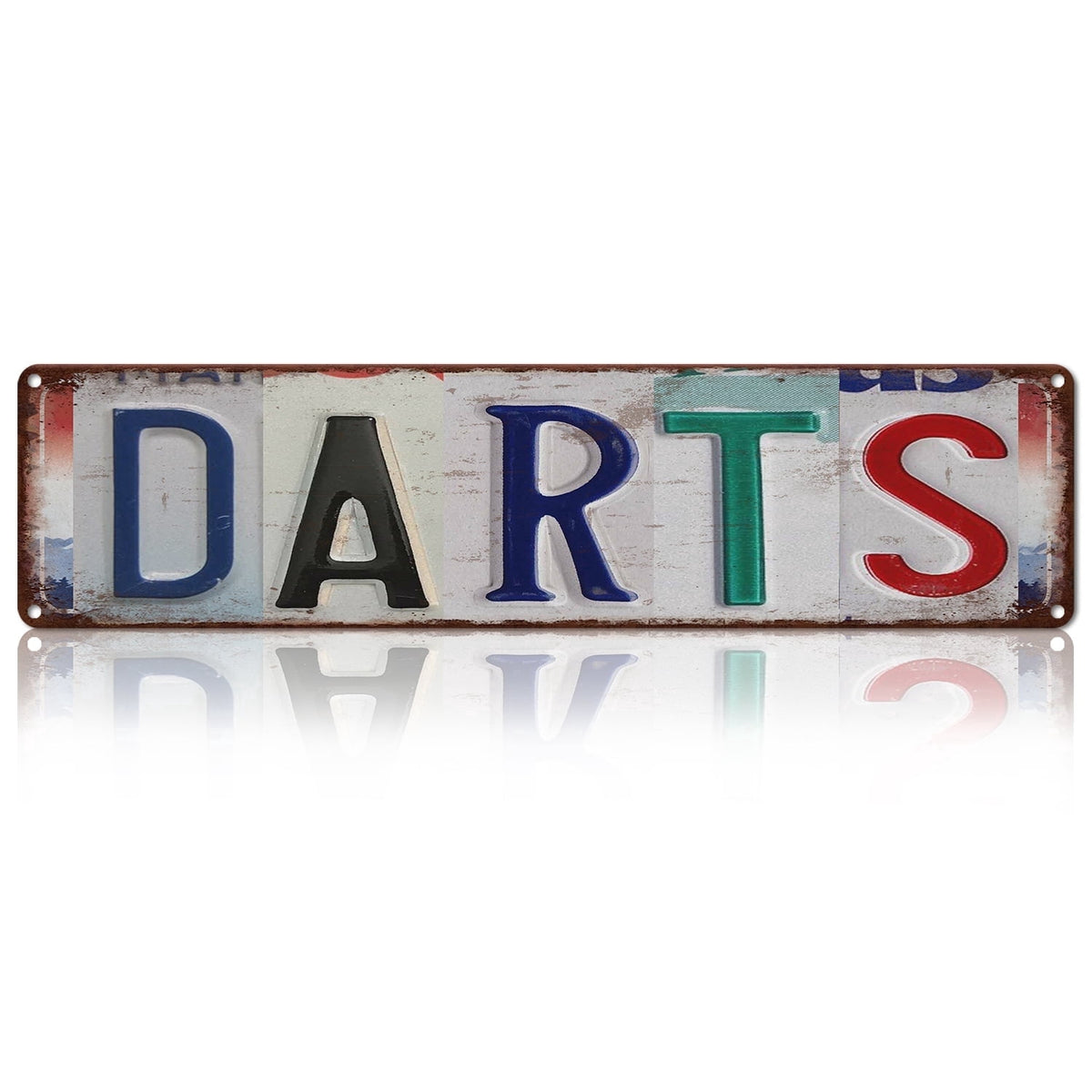 Drsoum Darts Retro License Plate Vintage Metal Wall Sign 16x40cm Decor