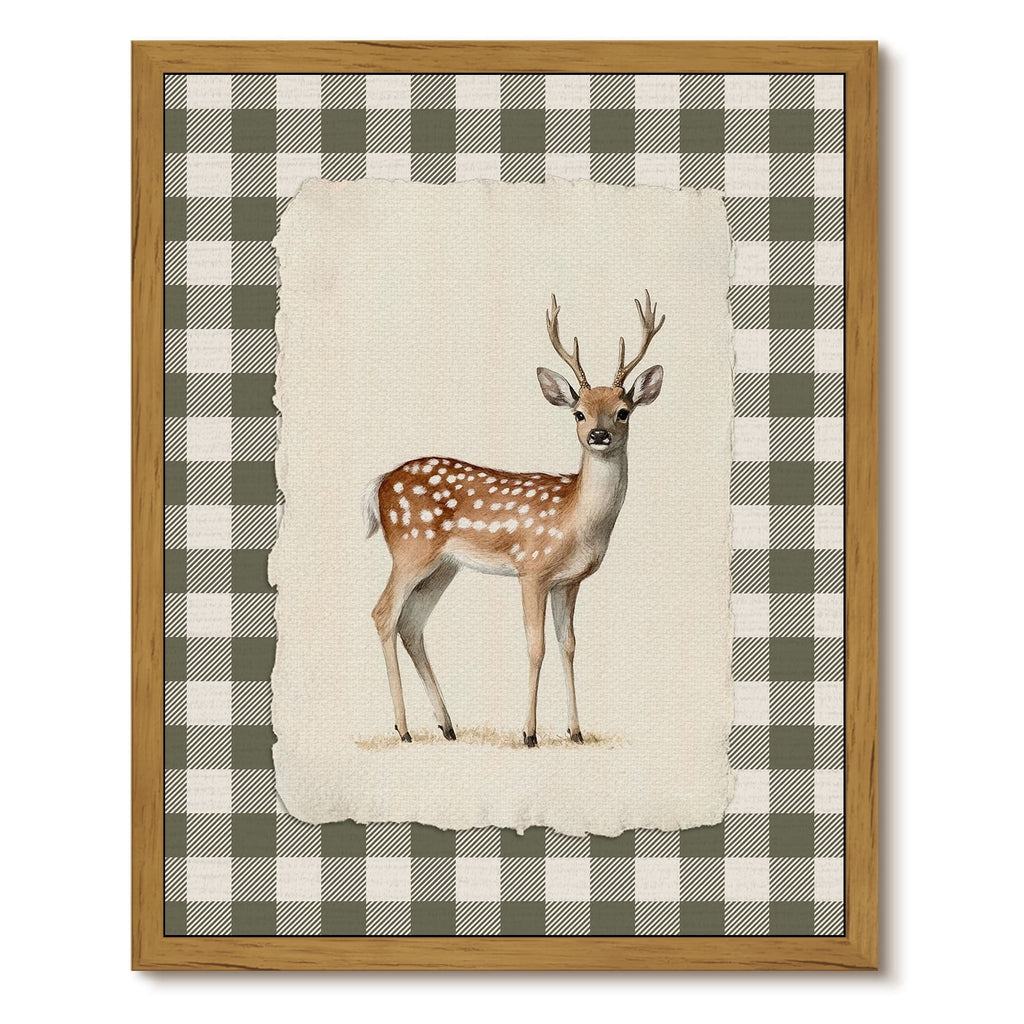 Drsoum Deer Vintage Framed Canvas Wall Art 12x16 Inch