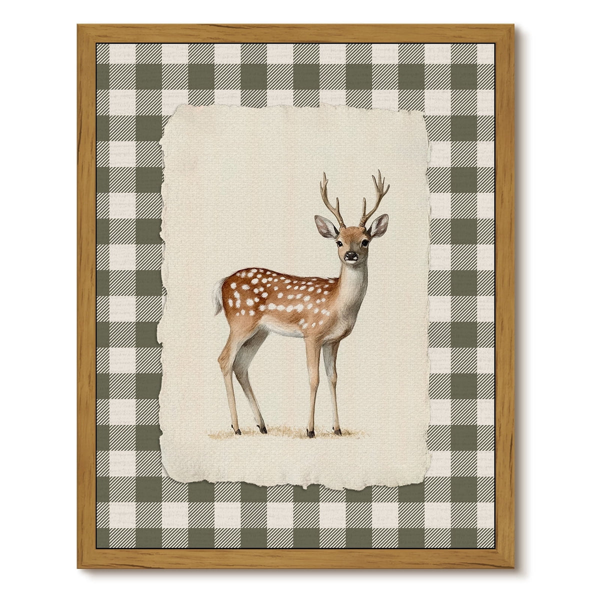 Drsoum Deer Vintage Framed Canvas Wall Art 12x16 Inch