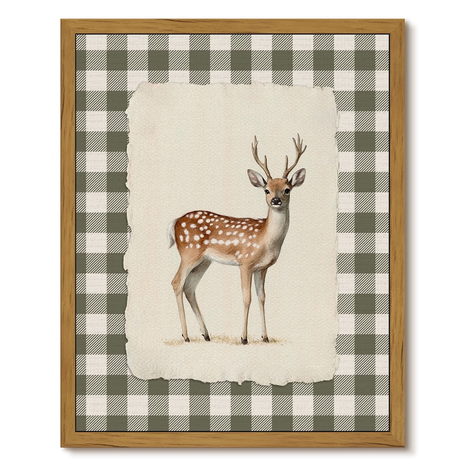 Drsoum Deer Vintage Framed Canvas Wall Art 8x10 Inch
