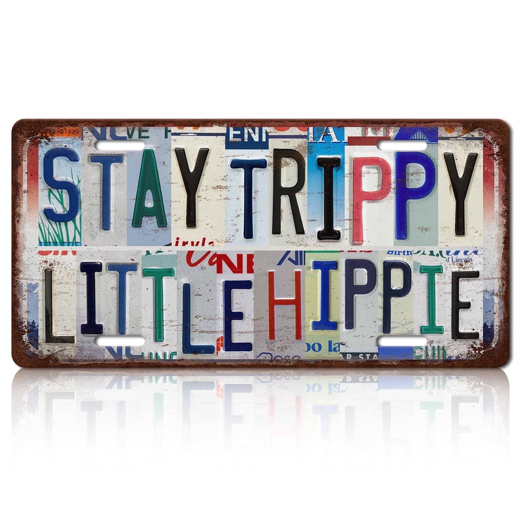 Drsoum Stay Trippy Little Hippie Metal Sign Room Decor 6x12in