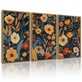 Drsoum Flower wall Art Floral Wildflowers Decor for Bedroom living Room 11x14in3pcs Natural Framed