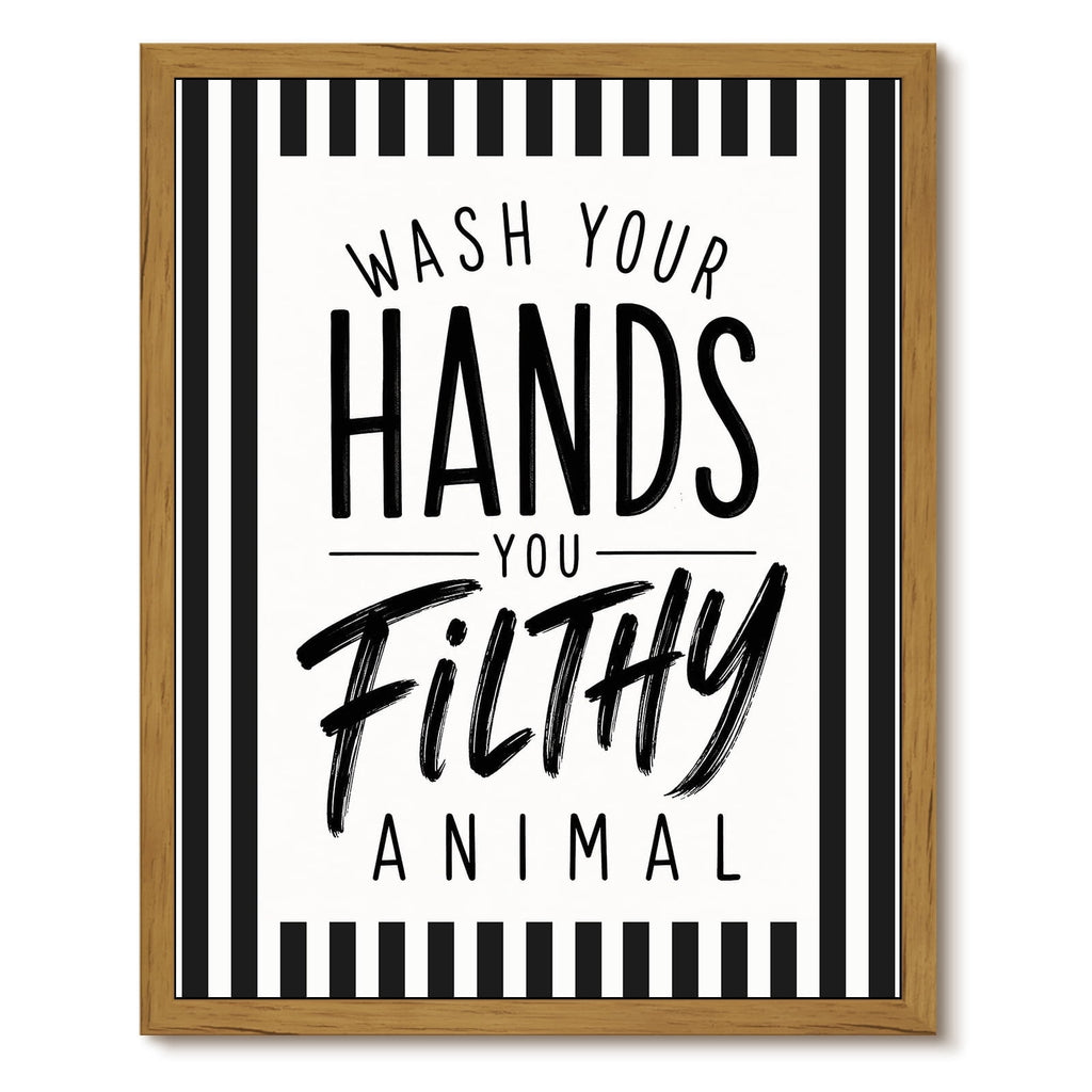 Drsoum Funny Bathroom Wall Art Wash Your Hands Framed Canvas 8x10