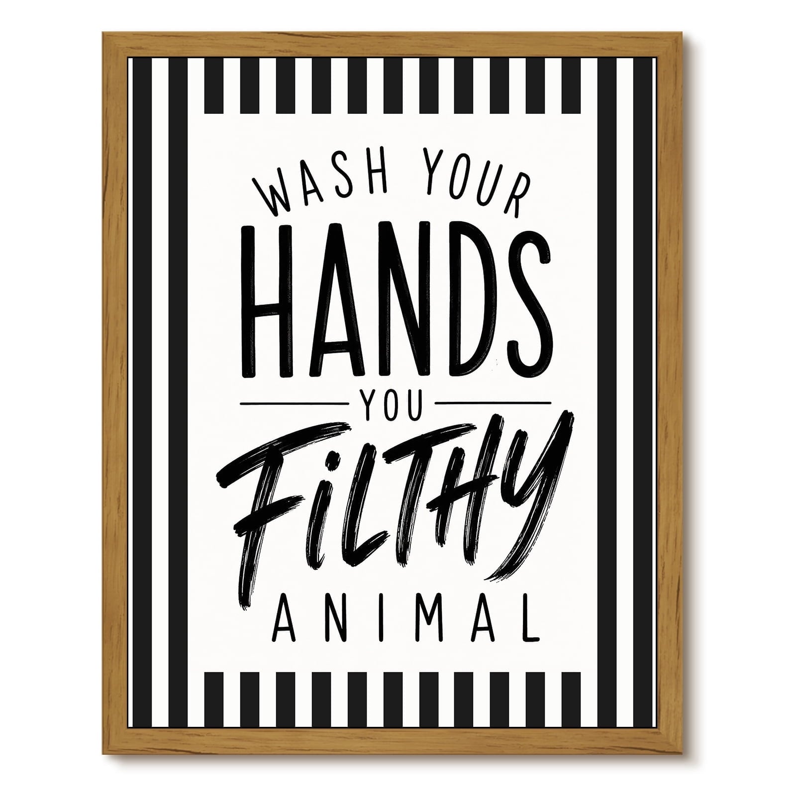 Drsoum Funny Bathroom Wall Art Wash Your Hands Framed Canvas 8x10