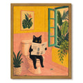 Drsoum Funny Black Cat Wall Art Retro Canvas Print for Bathroom Decor