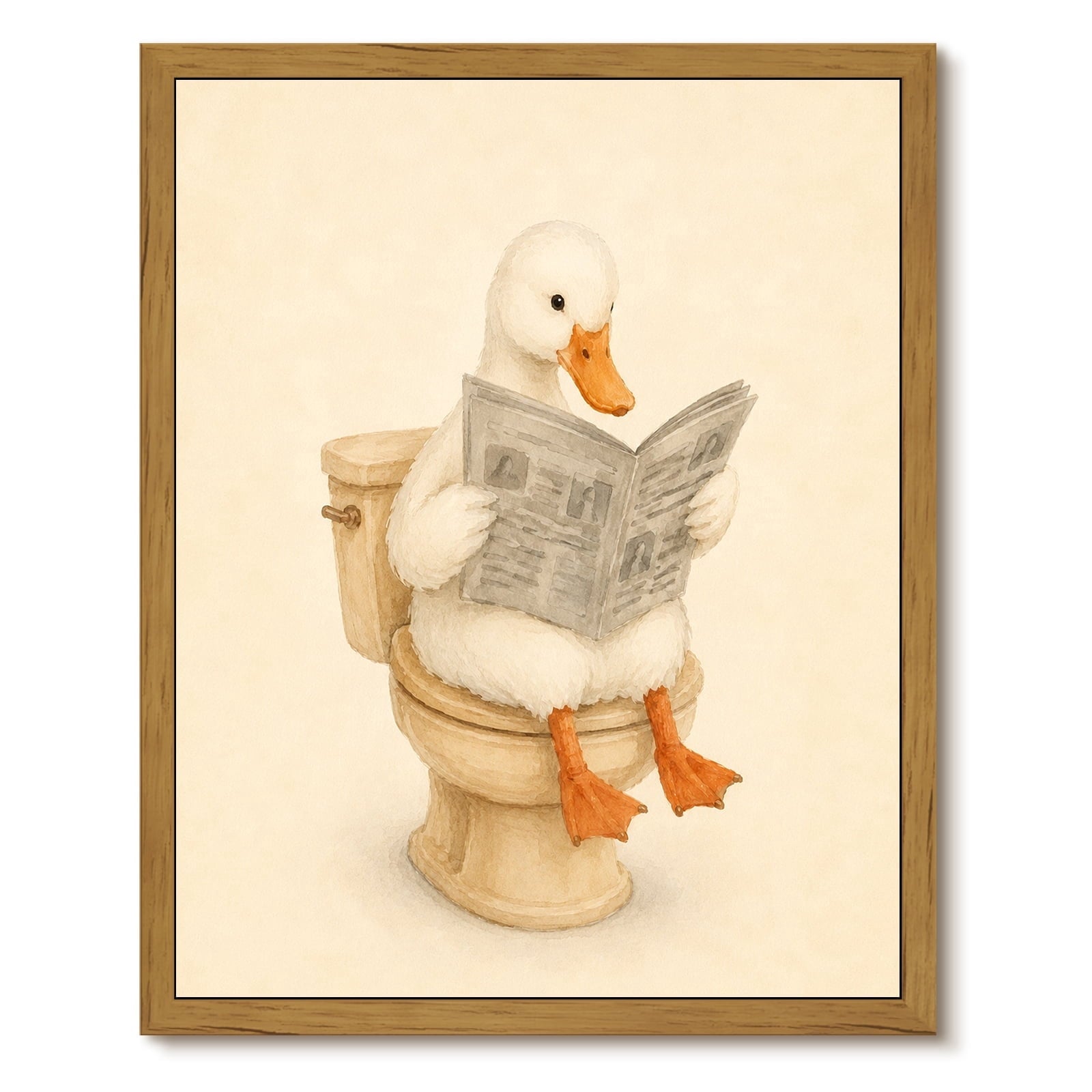 Drsoum Funny Duck Wall Art Retro Canvas Print for Bathroom Decor