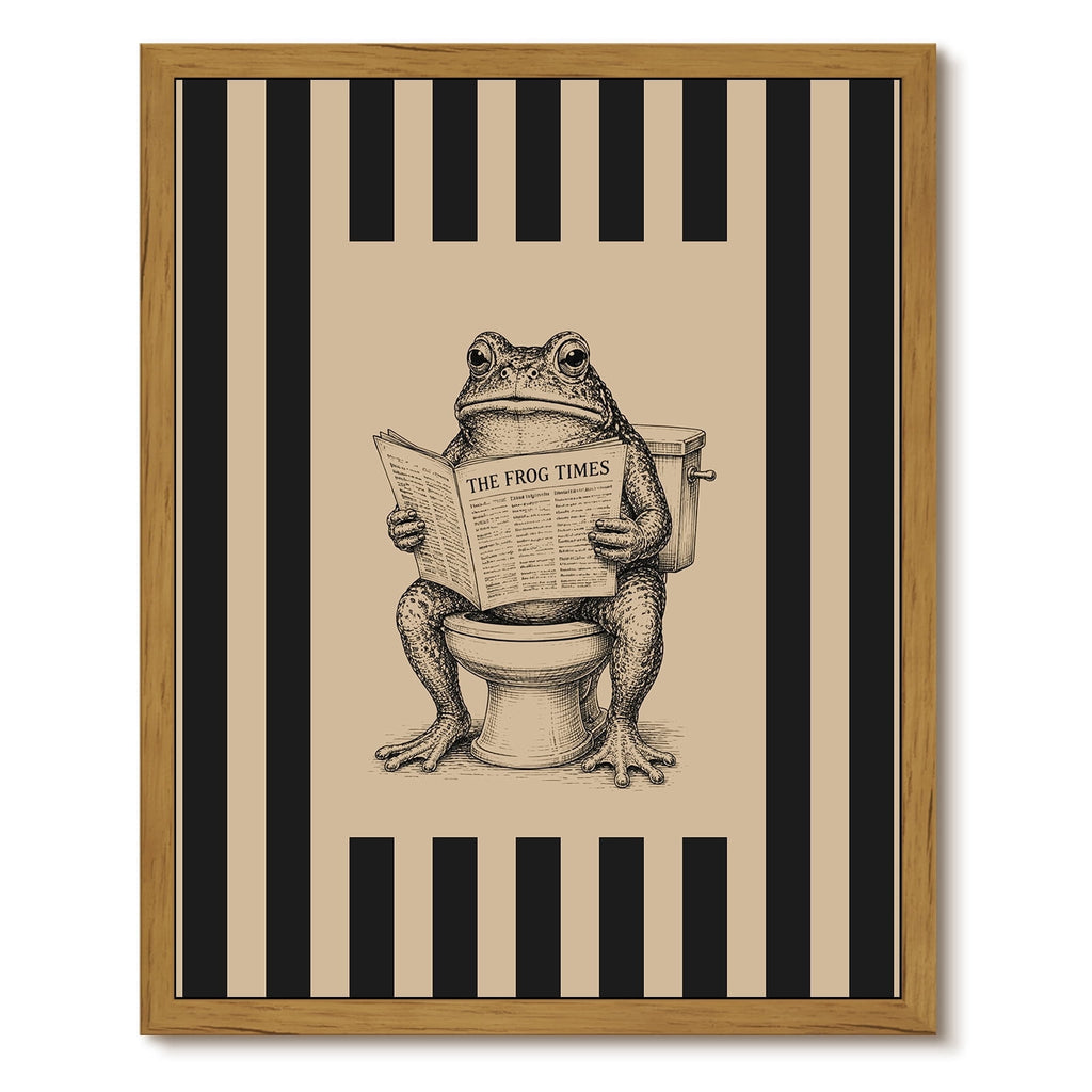 Drsoum Funny Frog Bathroom Wall Art Framed Canvas Print 8x10 Inch