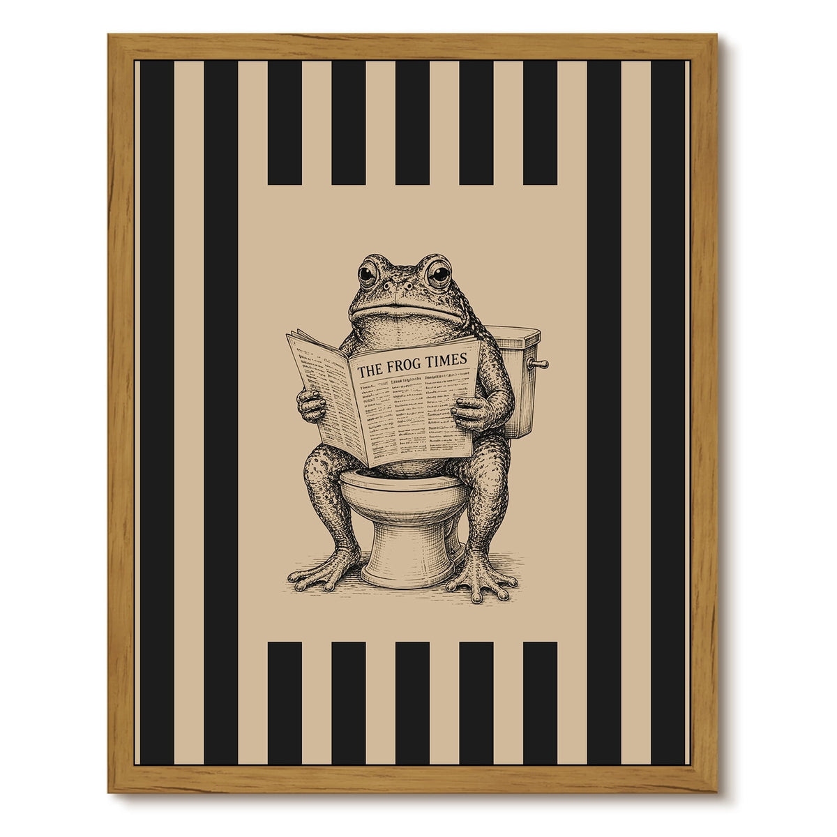 Drsoum Funny Frog Bathroom Wall Art Framed Canvas Print 8x10 Inch