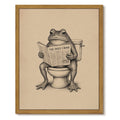 Drsoum Funny Frog Reading Newspaper on Toilet Bathroom Decor 12x16