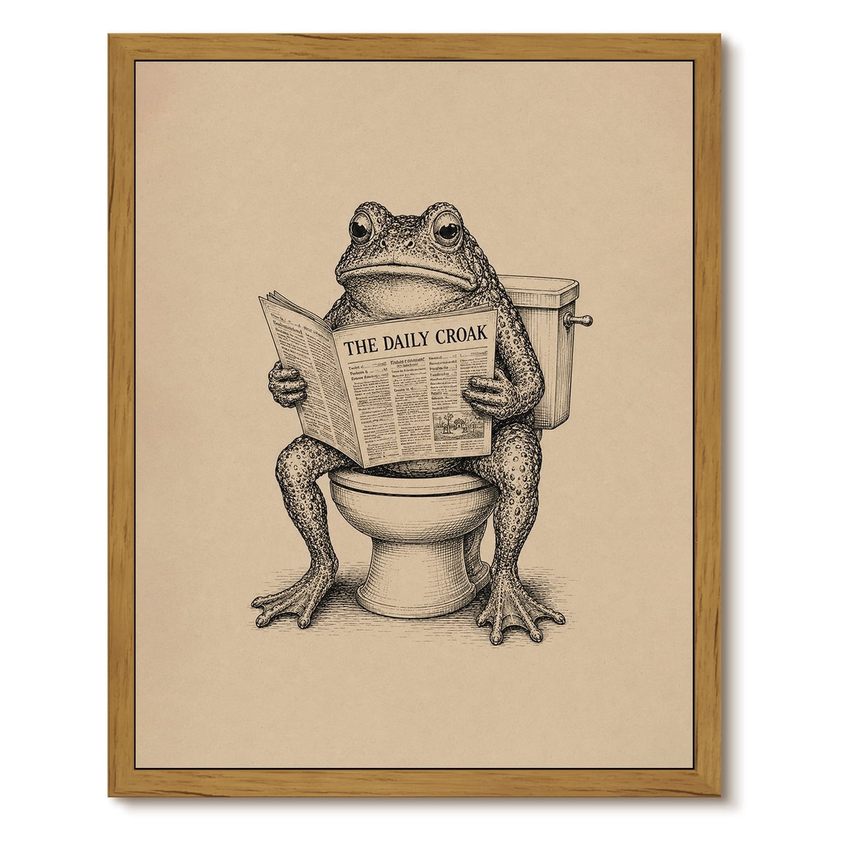 Drsoum Funny Frog Reading Newspaper on Toilet Bathroom Decor 8x10