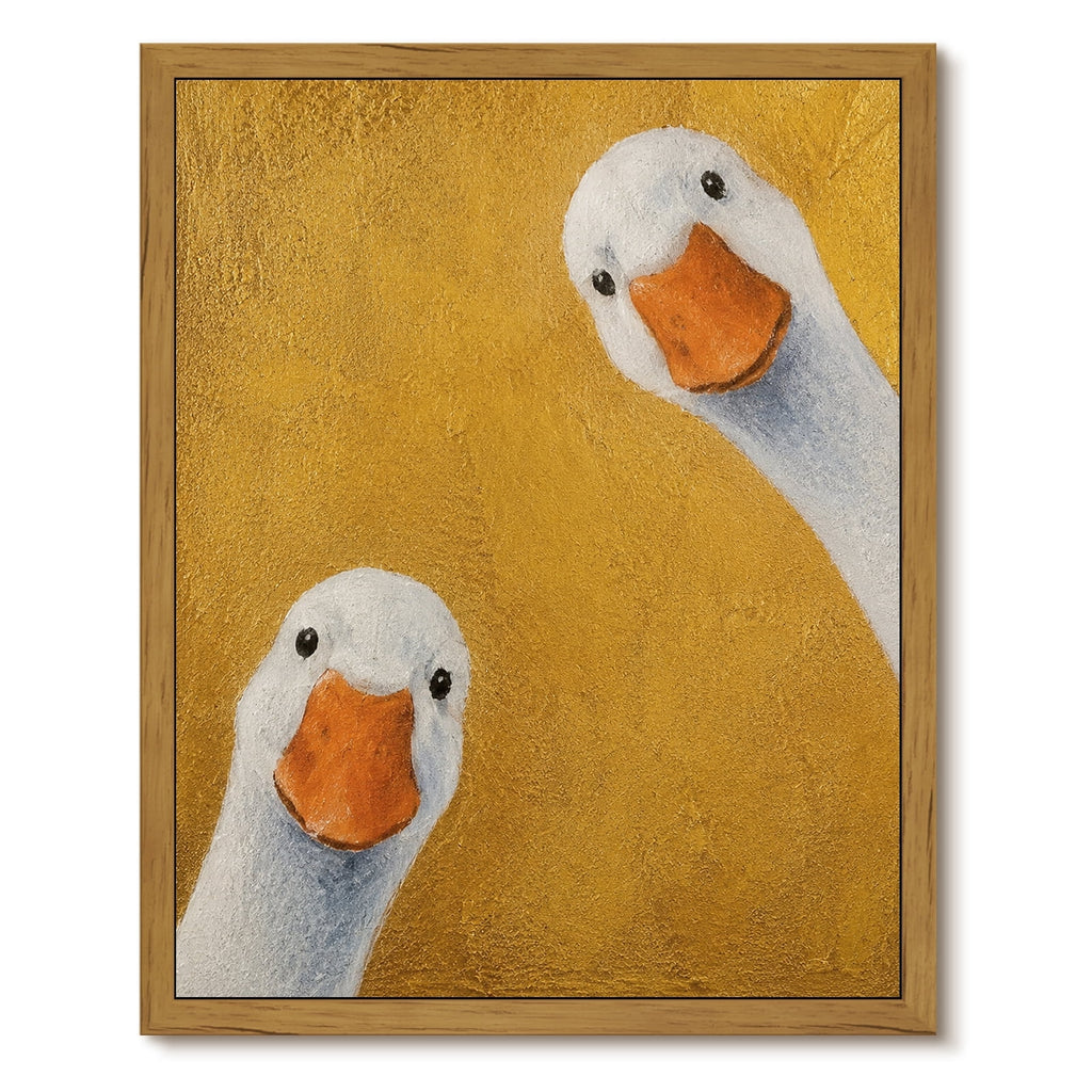 Drsoum Funny Goose Wall Art Peeking Ducks Gold Decor 8x10
