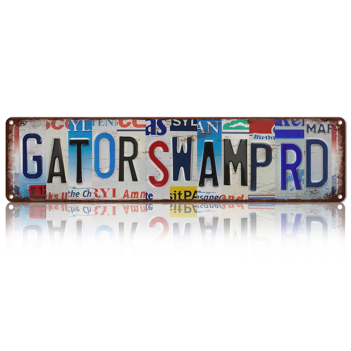 Drsoum Gator Swamp Rd Aluminum Retro License Plate Vintage Metal Wall Decor