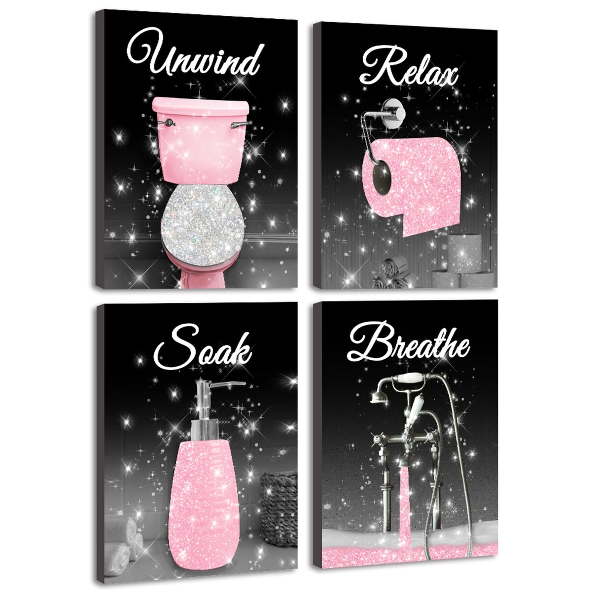 Drsoum Glam Pink Fashion Woman Wall Decor Girly Beauty Makeup Room Decor 8x10in4PCS Natural Framed