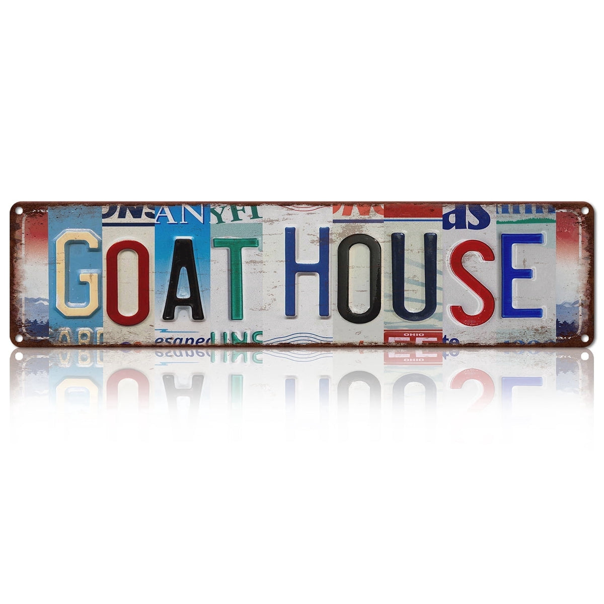 Drsoum Goat House Metal Tin Sign Vintage Metal Wall Art 16x4 Inch Rustic Decor