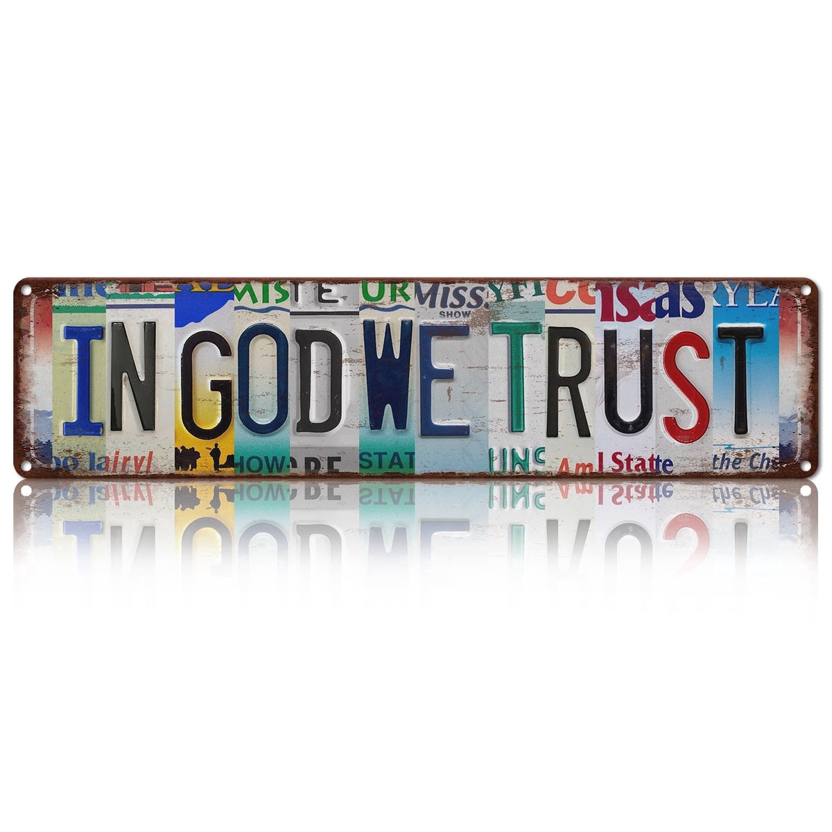 Drsoum In God We Trust Aluminum License Plate Vintage Metal Wall Decor