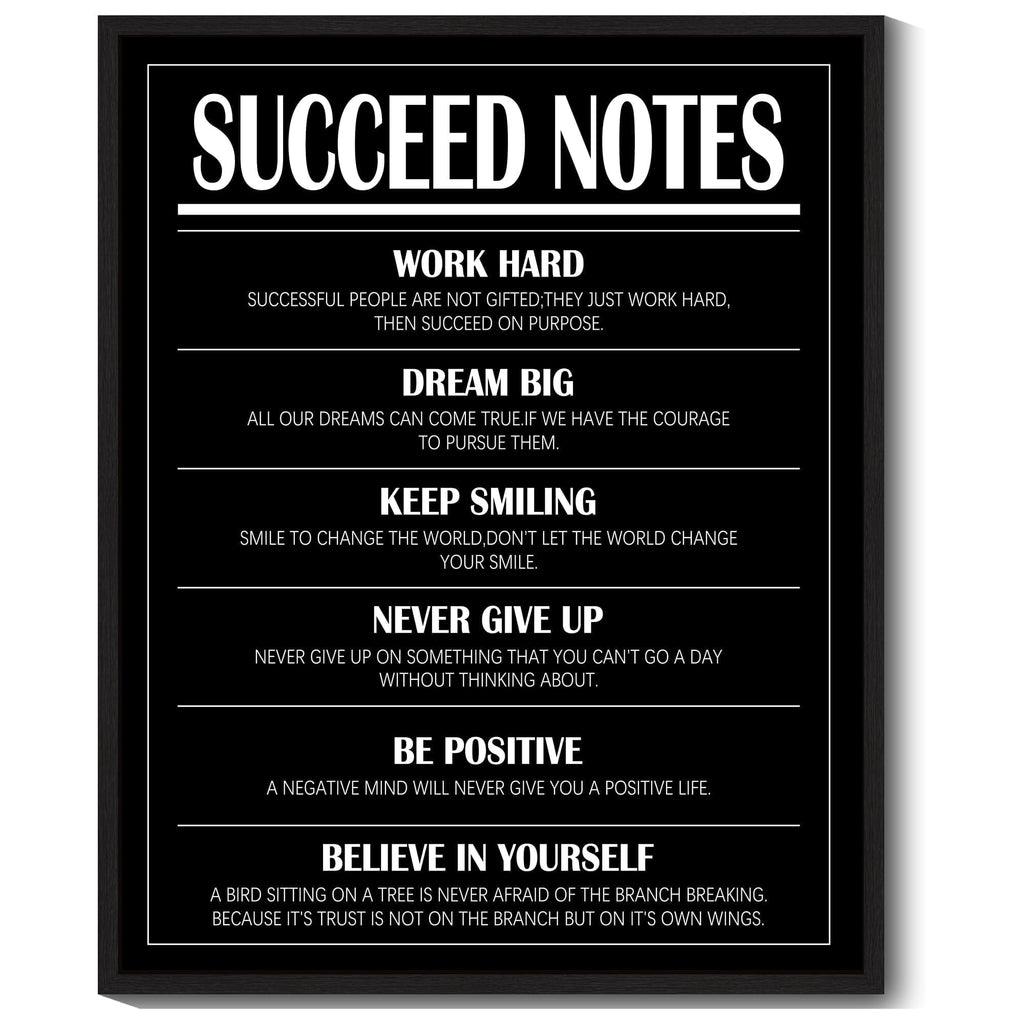 Drsoum Inspirational Wall Art Motivational Positive Letter Sayings Prints Art Encouraging Posters Home Decor 8x10in Black Framed