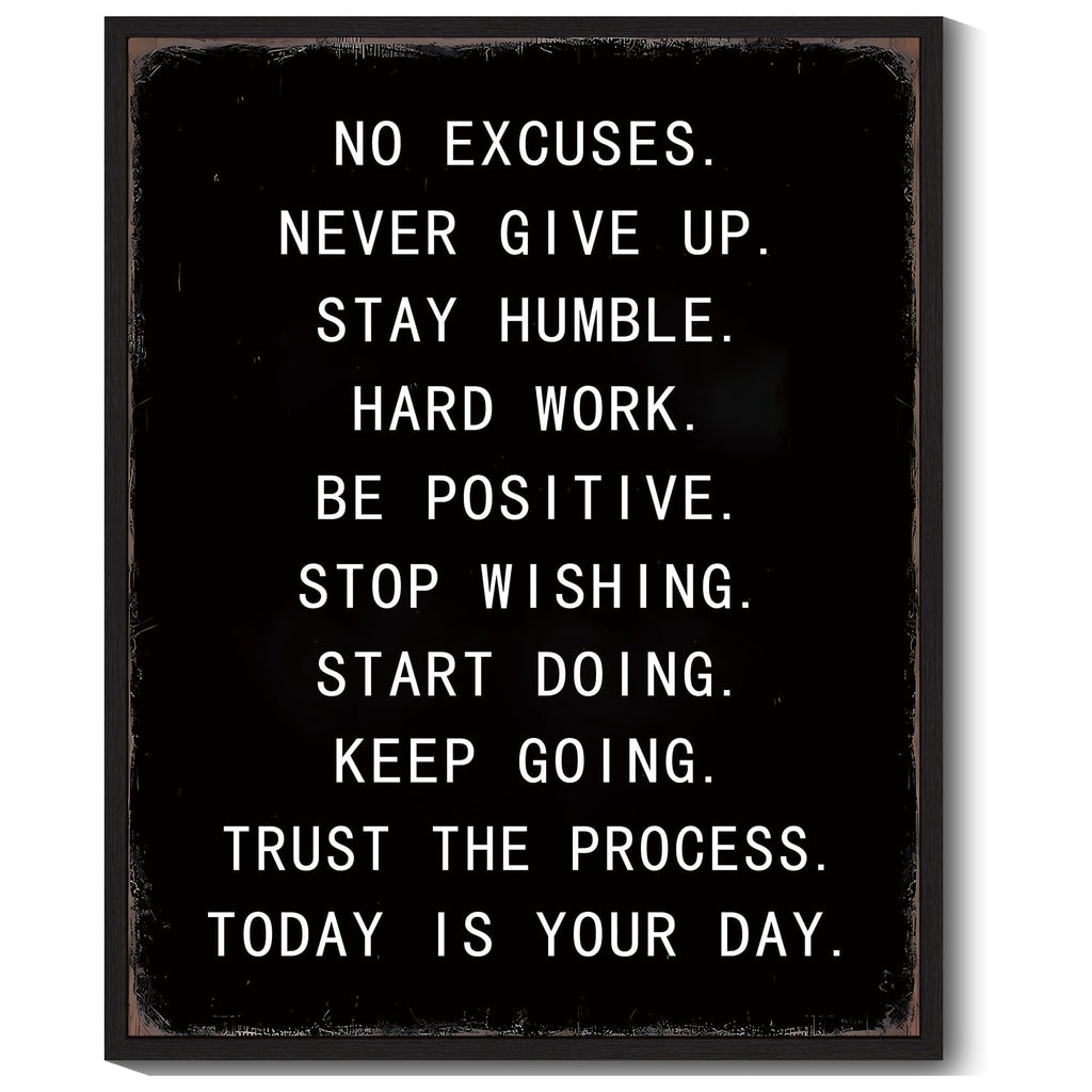 Drsoum Inspirational Wall Decor Motivational Positive Quote Sayings Prints Art Encouraging Posters Office Home Decor 8x10in Black Framed