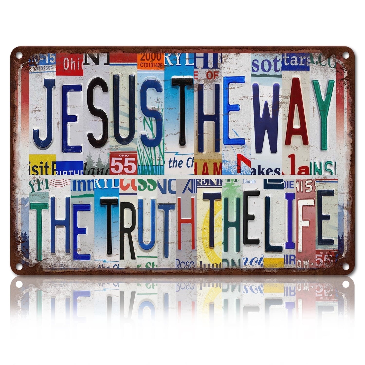 Drsoum JESUS THE WAY THE TRUTH THE LIFE Vintage Metal Sign Christian Wall Art 8x12 Inch