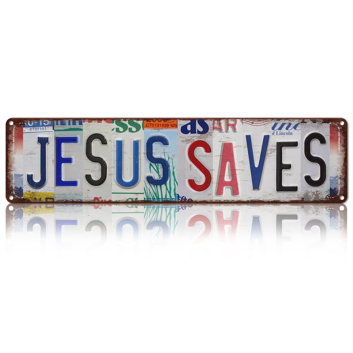 Drsoum Jesus Saves Vintage Metal Sign 4x16 Vintage Christian Wall Decor Garage