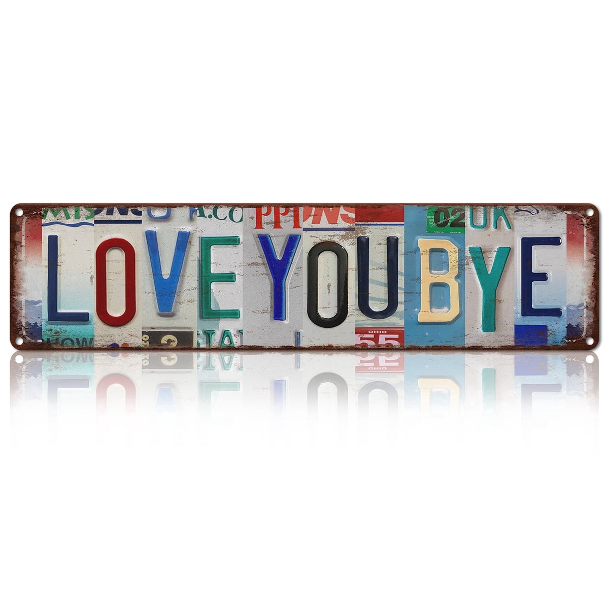 Drsoum LOVE YOU BYE Vintage Metal Sign Vintage Wall Decor 4x16 Inch