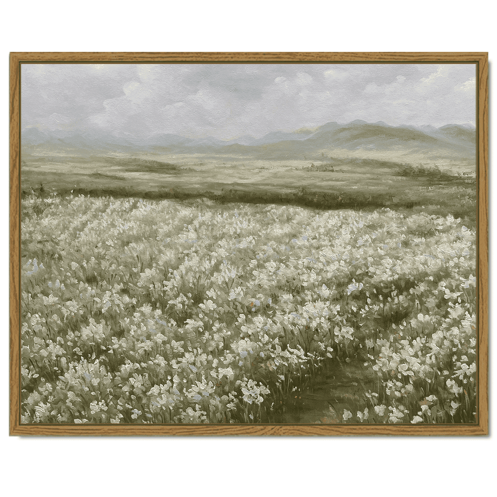Drsoum Landscape Artwork Wall Art Prairie in Full Bloom Classic Prints 11x14in Modern Farmhouse Kitchen Bathroom Office Decor - Natural Framed