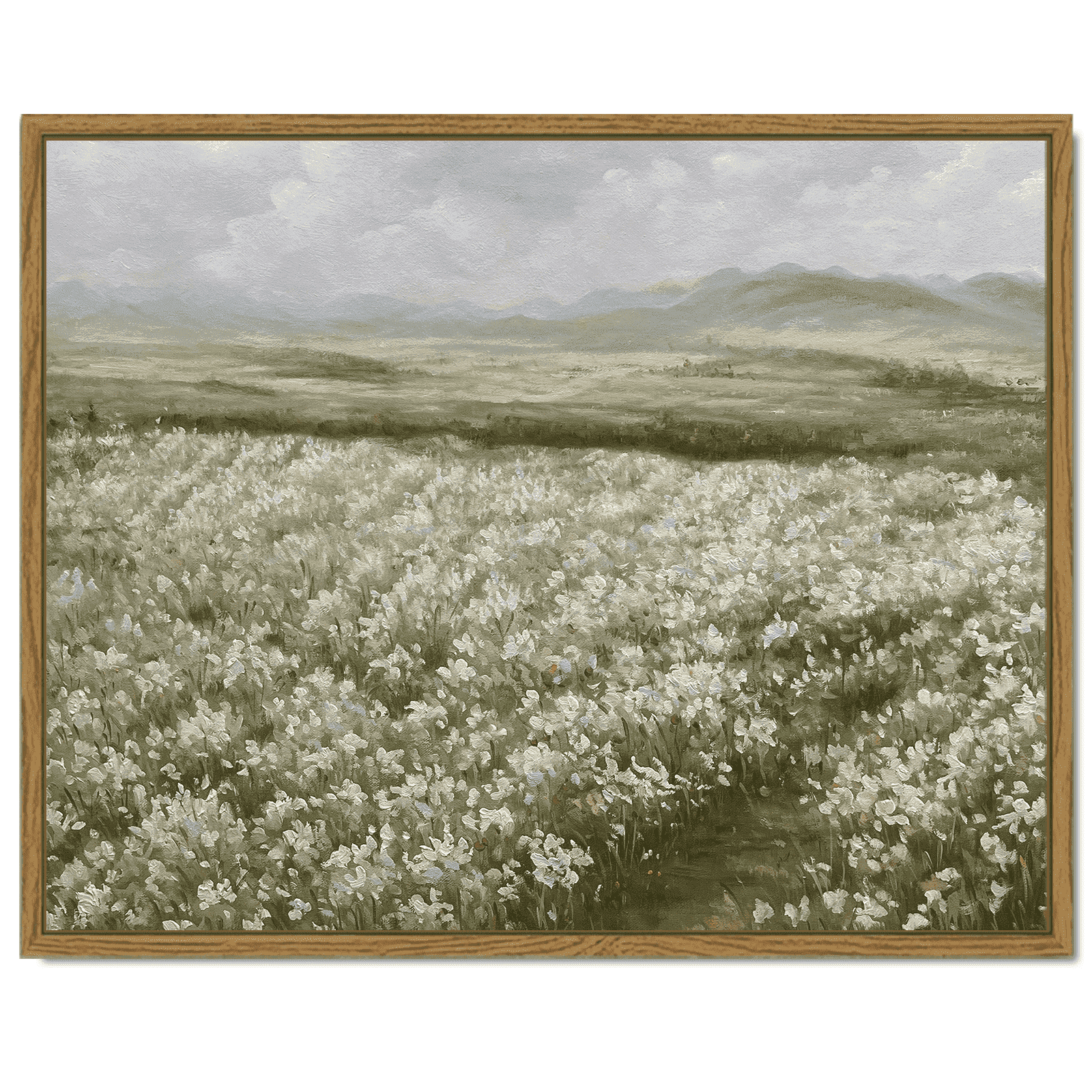 Drsoum Landscape Artwork Wall Art Prairie in Full Bloom Classic Prints 11x14in Modern Farmhouse Kitchen Bathroom Office Decor - Natural Framed
