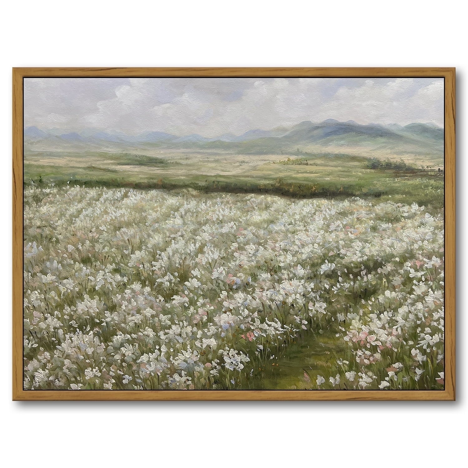 Drsoum Landscape Artwork Wall Art Prairie in Full Bloom Classic Prints Modern Farmhouse Kitchen Bathroom Office Decor 12x16in Natural Framed
