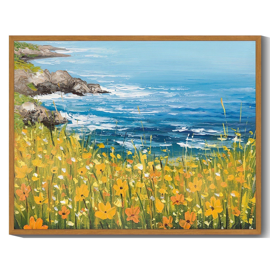 Drsoum Landscape wildflowers Wall Art 11x14in Nature Framed seascape Wall Prints Farmhouse Kitchen Bathroom Office Decor