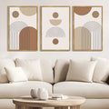 Drsoum Large 24x36in3pcs Natural Framed Abstract Bohemia Wall Art Line Printing Minimalist Prints for Bathroom