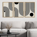 Drsoum Large 24x36in3pcs Natural Framed Black Minimalism Abstract Boho Wall Art Bohemian Decor Ready To Hang