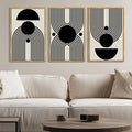 Drsoum Large 24x36in3pcs Natural Framed Black and White Abstract Wall Art Minimal Shapes Illustrations Modern Decor Ready To Hang