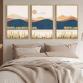 Drsoum Large 24x36in3pcs Natural Framed Landscape Mountain Wall Art Set Lake Sunrise Pine Tree Forest Art for Living Room Bedroom