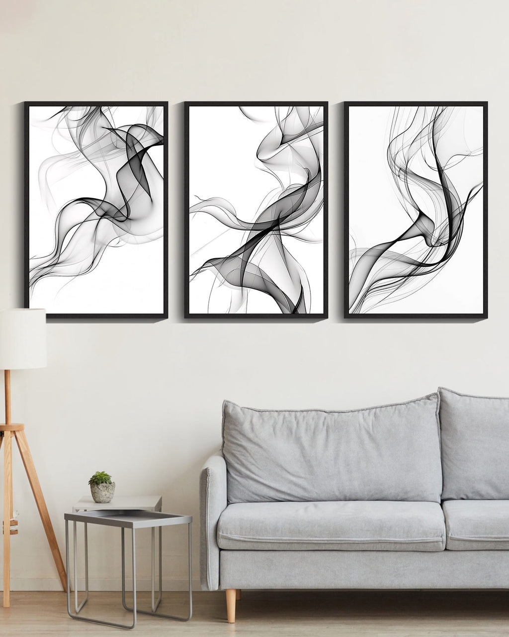Drsoum Large Black Abstract Line Wall Art 24x36in3pcs Black Framed Vibrant Transparent Fashion Nordic Wall Decor for Bedroom Living Room